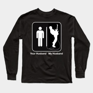 Womens Your Husband My Husband Rockstar Guitar print Long Sleeve T-Shirt